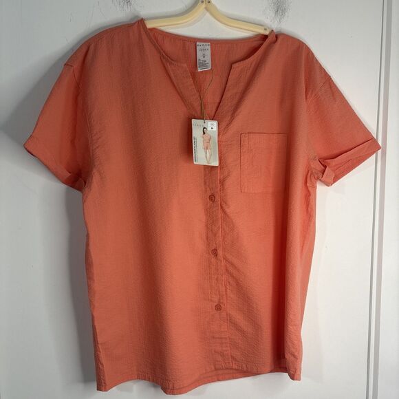 Serra Oeko Tex Other - NEW Womens Seersucker Pajamas 2 Pc Short Sleeve Shorts 2 Pc Medium Pockets NWT
